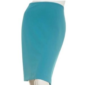 Calvin Klein pencil skirt, teal blue, size 6, silk lined, zipper back closure.